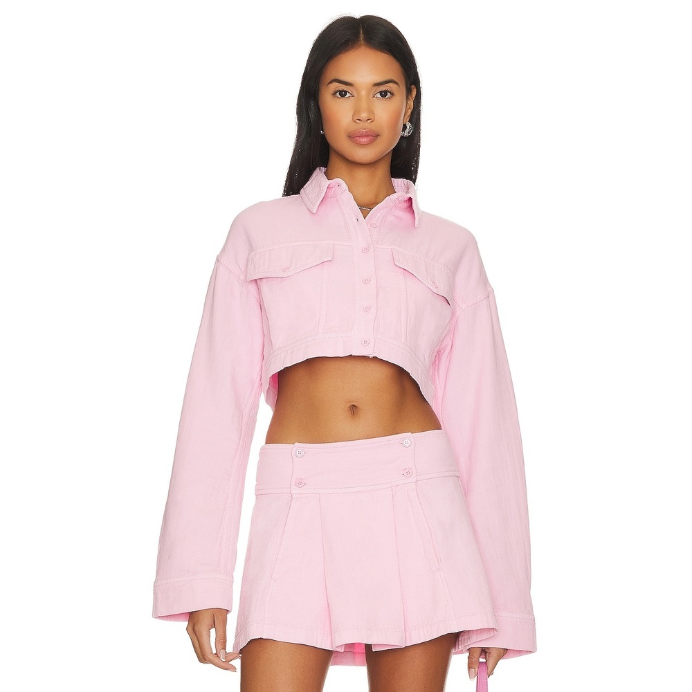 New Lovers and Friends Sean Cropped Jacket in Candy Pink